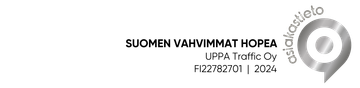 Logo of Suomen Vahvimmat Hopea with text and a silver badge, 