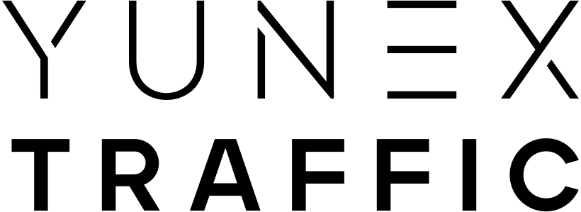 YUNEX TRAFFIC -logo mustana. Sana