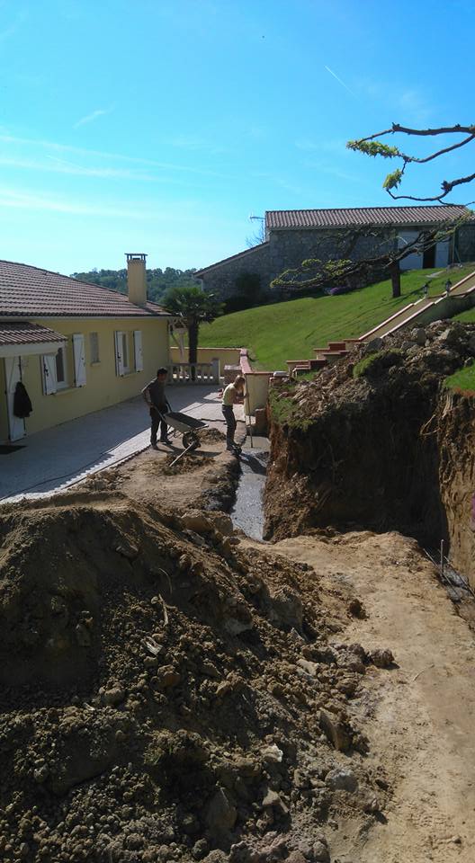 Travaux de nivellement avec tranchée