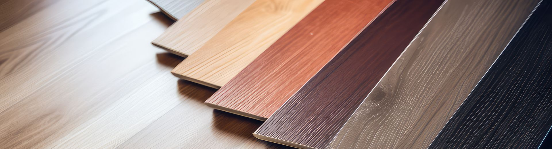 Échantillons de parquet en bois de différentes couleurs.