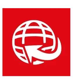 Un globo blanco con una flecha que lo señala sobre un fondo rojo