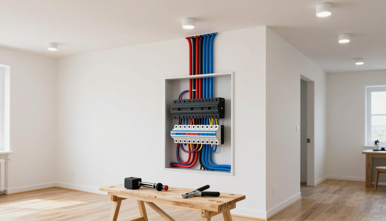 Hay una escalera en el medio de la habitación.