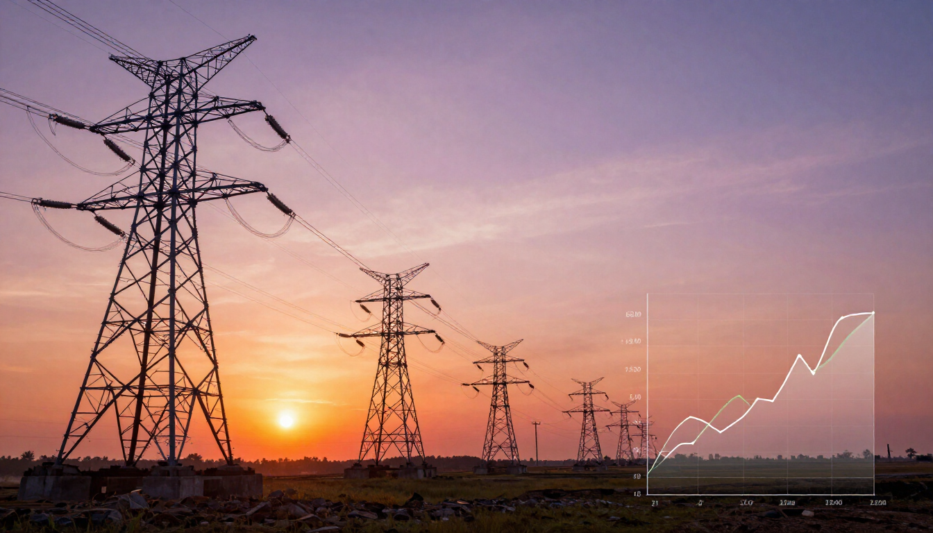 Gráfico de precios de electricidad y turbinas eólicas en España