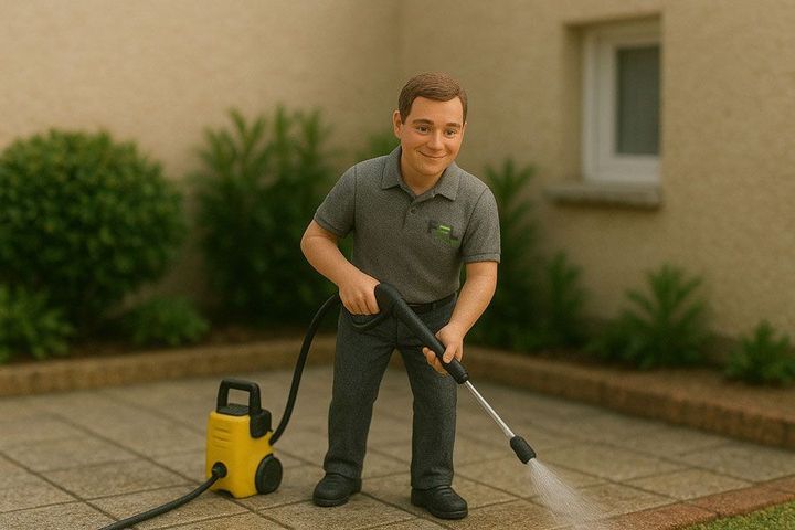 Eine Person hält ein Modellhaus in der Hand, während sie ein Dokument unterschreibt.
