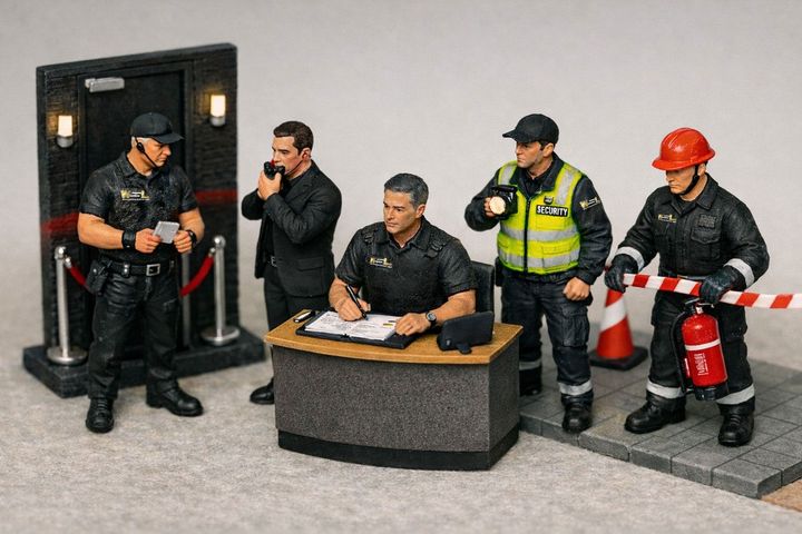 Ein Mann reinigt den Boden mit einer Maschine.