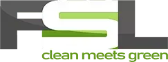 FSI-Logo in Grau und Grün mit dem Slogan „Clean meets Green“