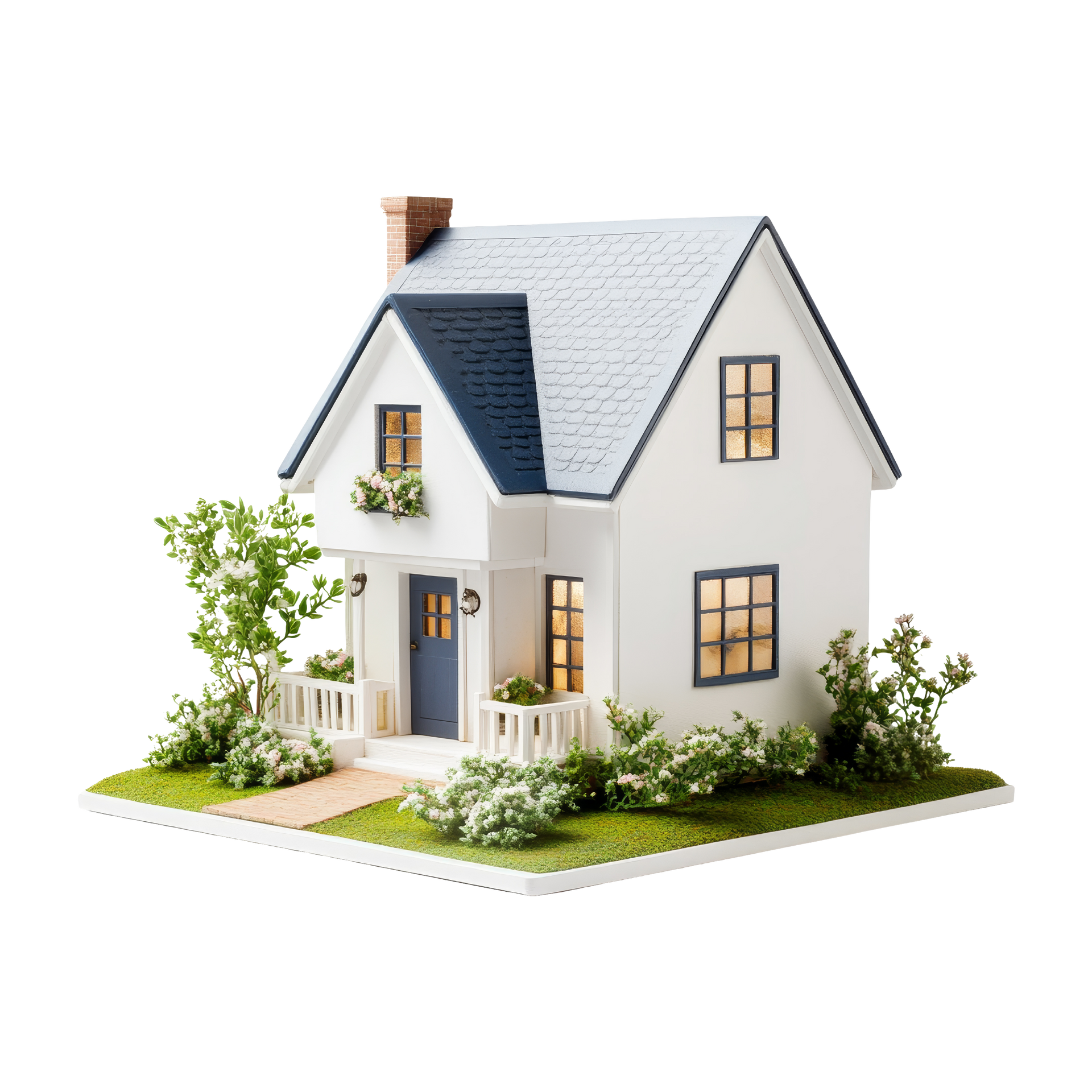 Une maison avec une façade blanche détourée