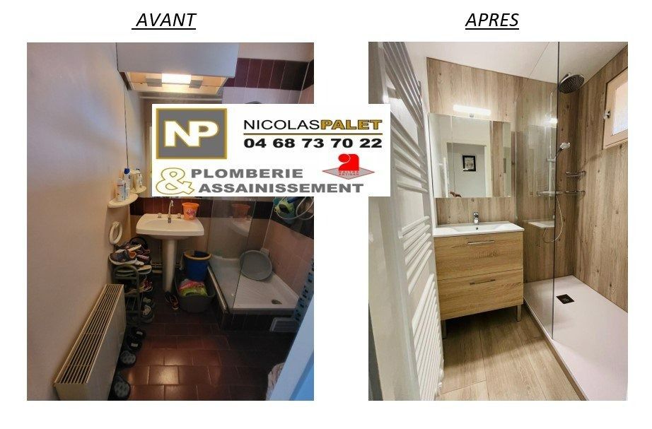 Rénovation de salle de bains avec pose de carrelage et installation de chauffage au mur