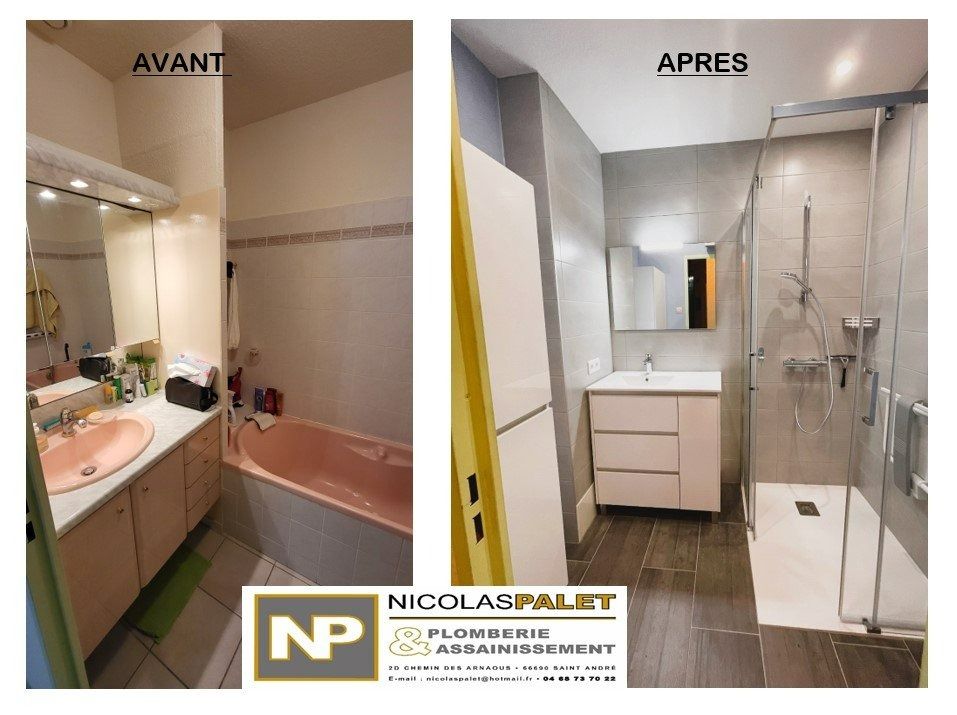 Rénovation de salle de bains pour le remplacement d'une baignoire par une douche fonctionnelle