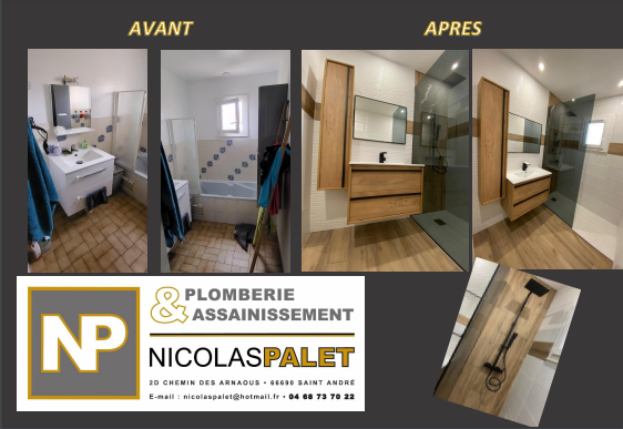 Rénovation d'une salle de bains avec le remplacement d'une baignoire par une douche pour un projet locatif à Argelès-sur-Mer