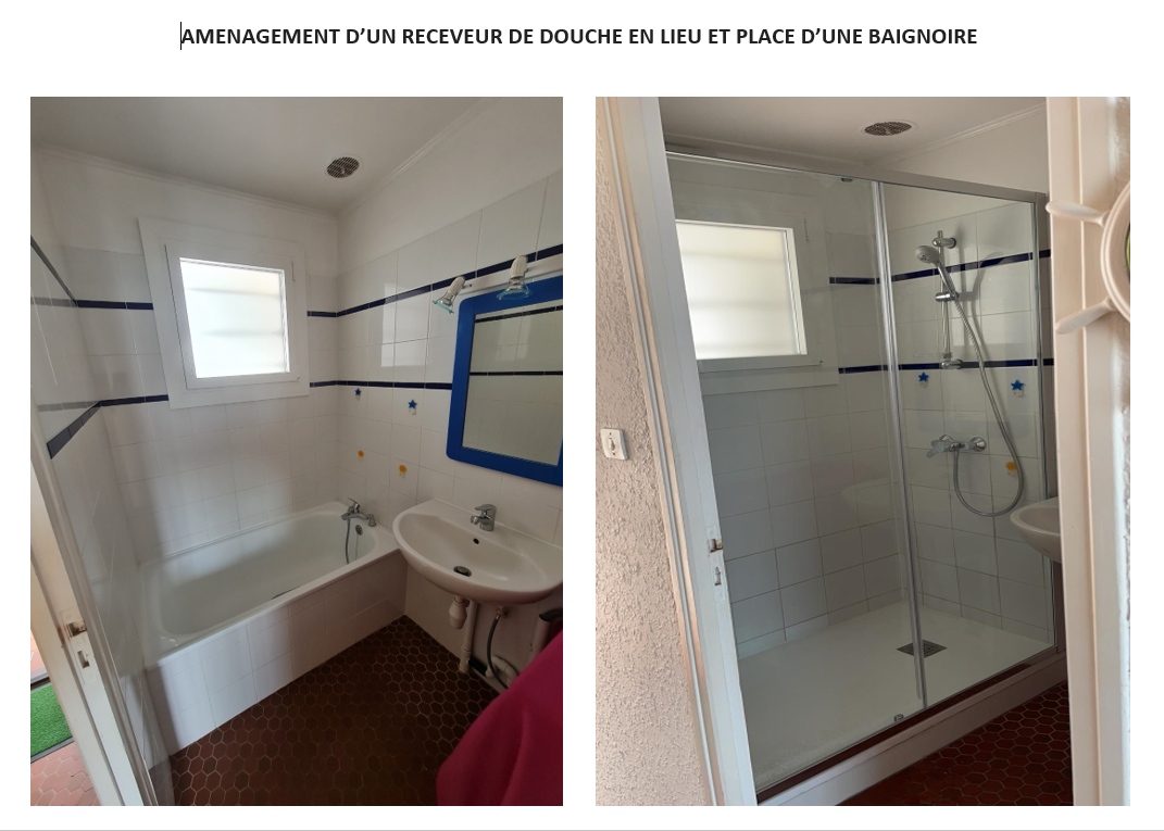 Rénovation de salle de bains pour le remplacement de la baignoire par une douche