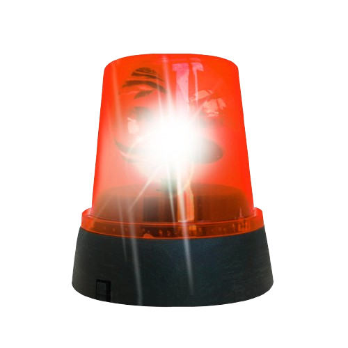Feu de secours rouge clignotant, sur une base noire.