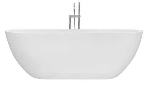 Baignoire blanche de forme ovale avec robinet chromé.