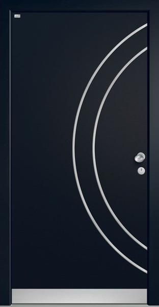 Eine schwarze Tür mit zwei weißen Kreisen darauf