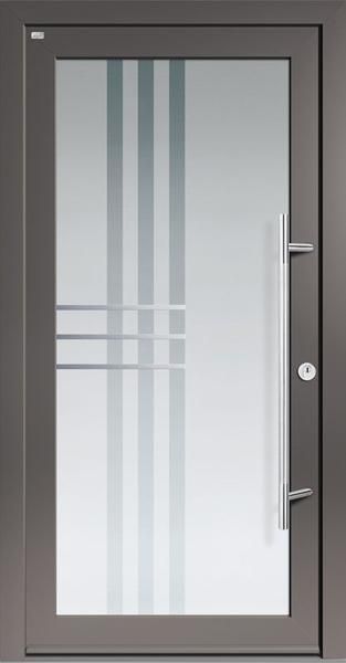 Eine Tür mit Streifenmuster und Griff