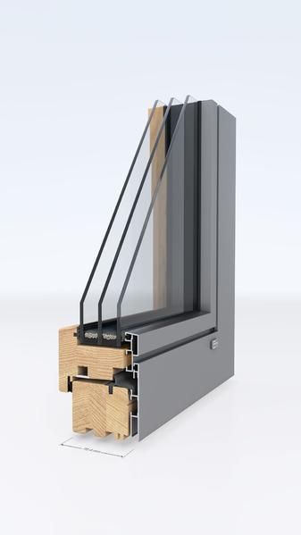 Eine Nahaufnahme eines Fensters mit drei Glasschichten.