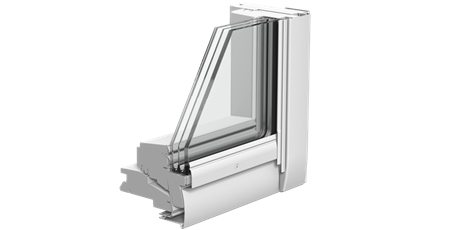 Ein Bild eines Fensters mit drei Glasschichten.