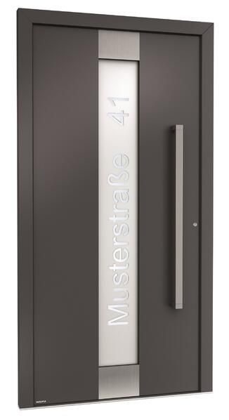 Eine schwarze Tür mit der Nummer 41 darauf