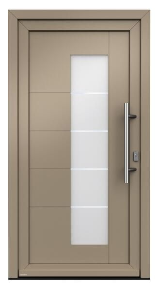 Eine Tür mit Griff und Glasfenster