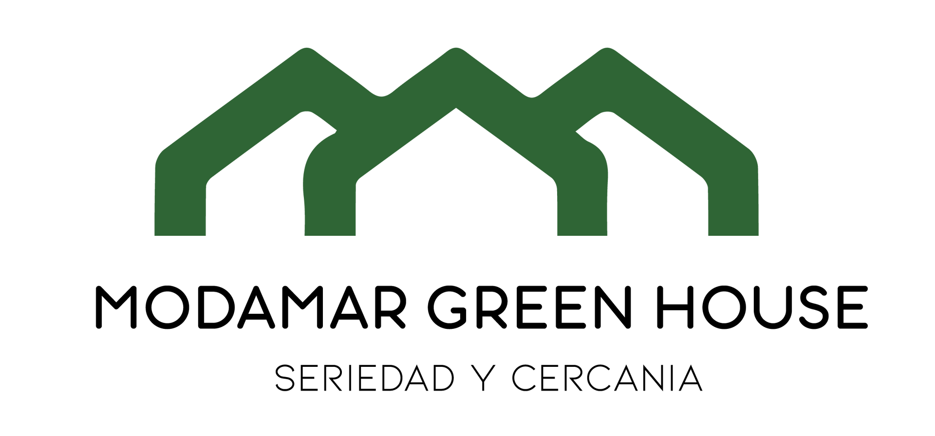 The logo for modamar green house seriesidad y cercania