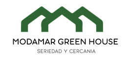 The logo for modamar green house seriesidad y cercania