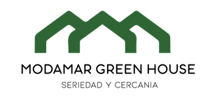 The logo for modamar green house seriesidad y cercania