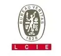 Logotipo de Bureau Veritas sobre un rectángulo rojo que dice LCIE.