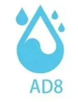 Logotipo de gota de agua azul con el texto