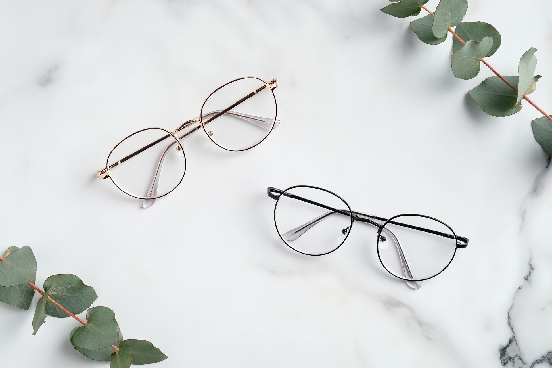 Lunettes de vue avec des plantes