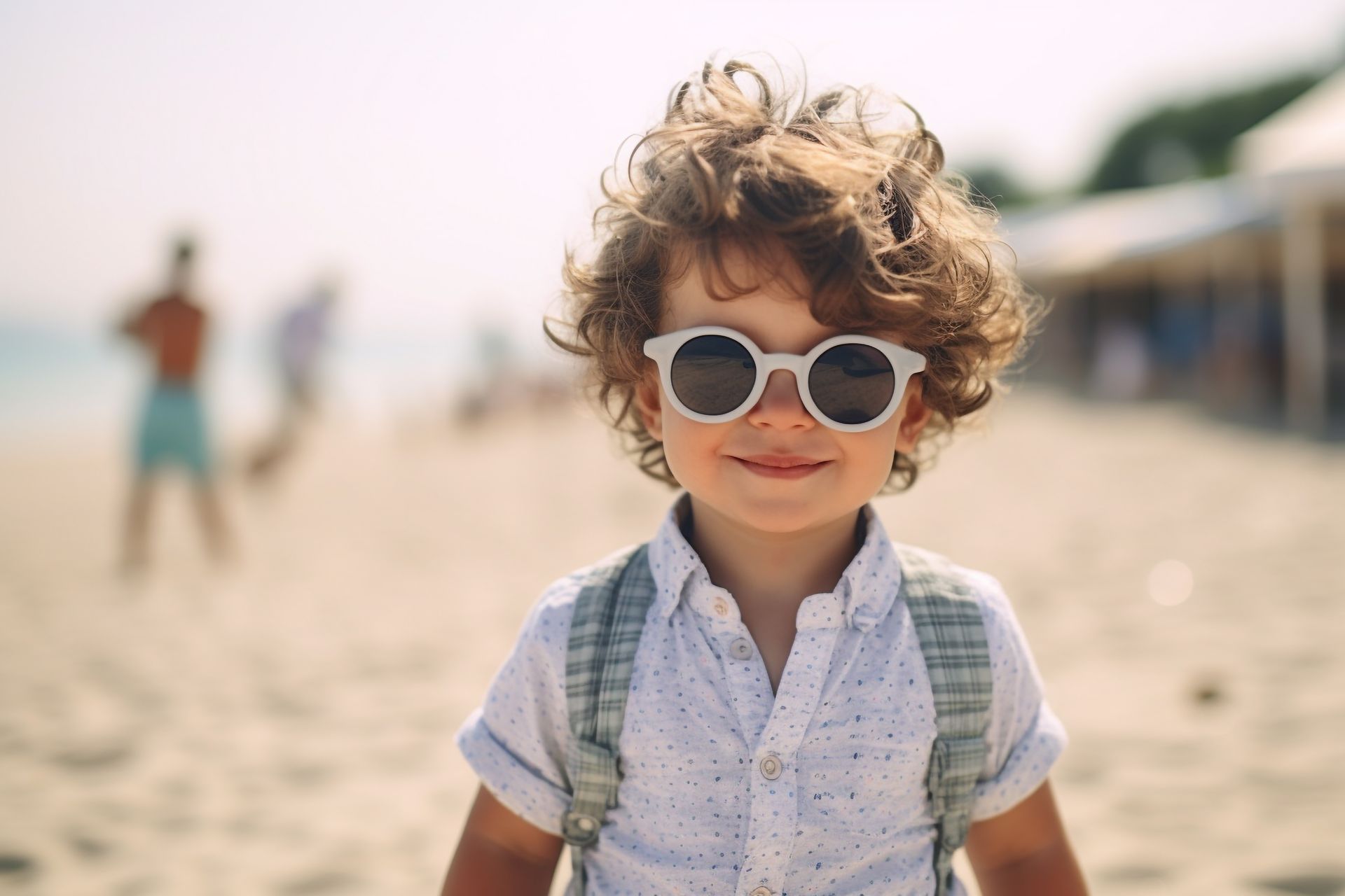 Enfant à la plage avec des lunettes de soleil