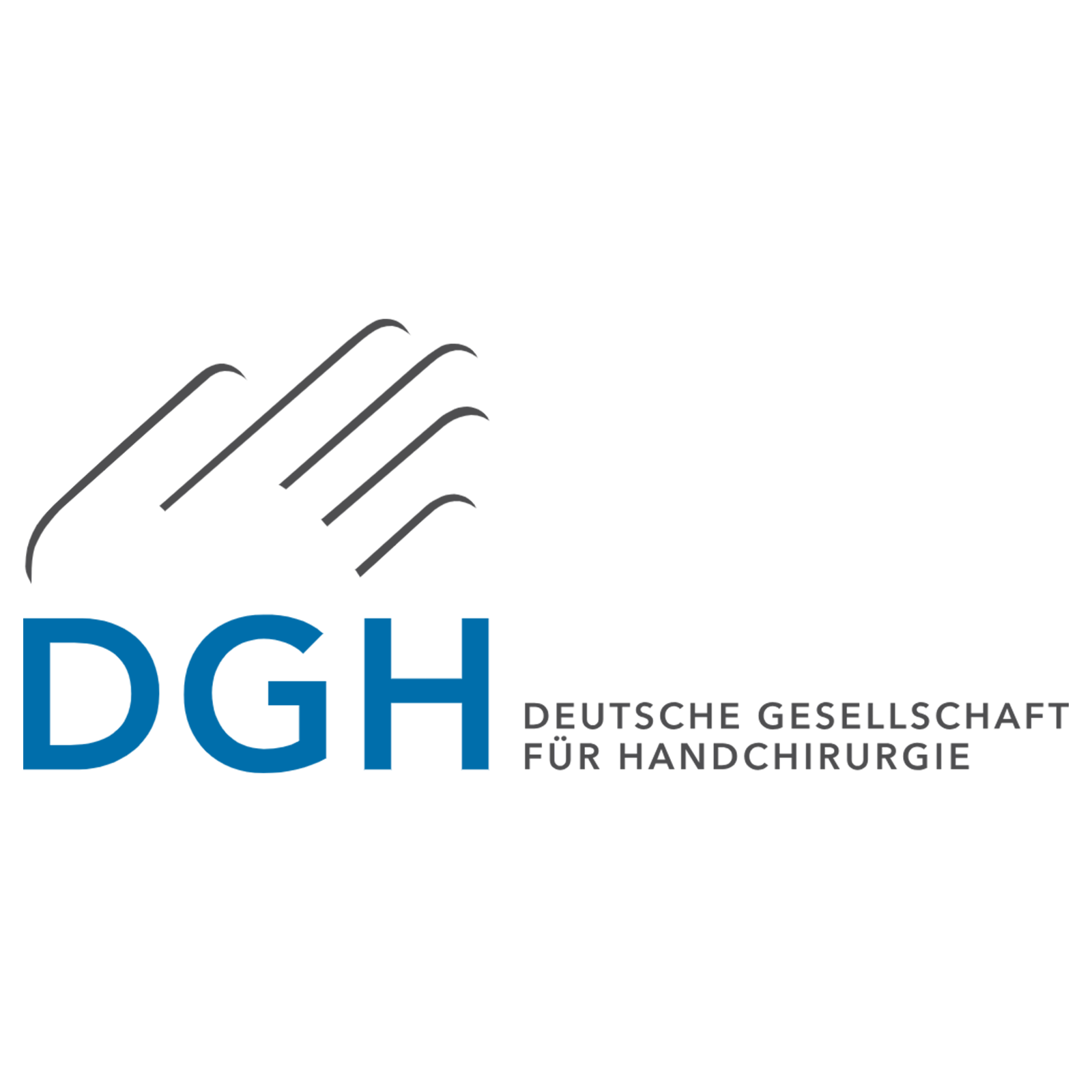 The logo for the deutsche gesellschaft fur handchirurgie is blue and black.