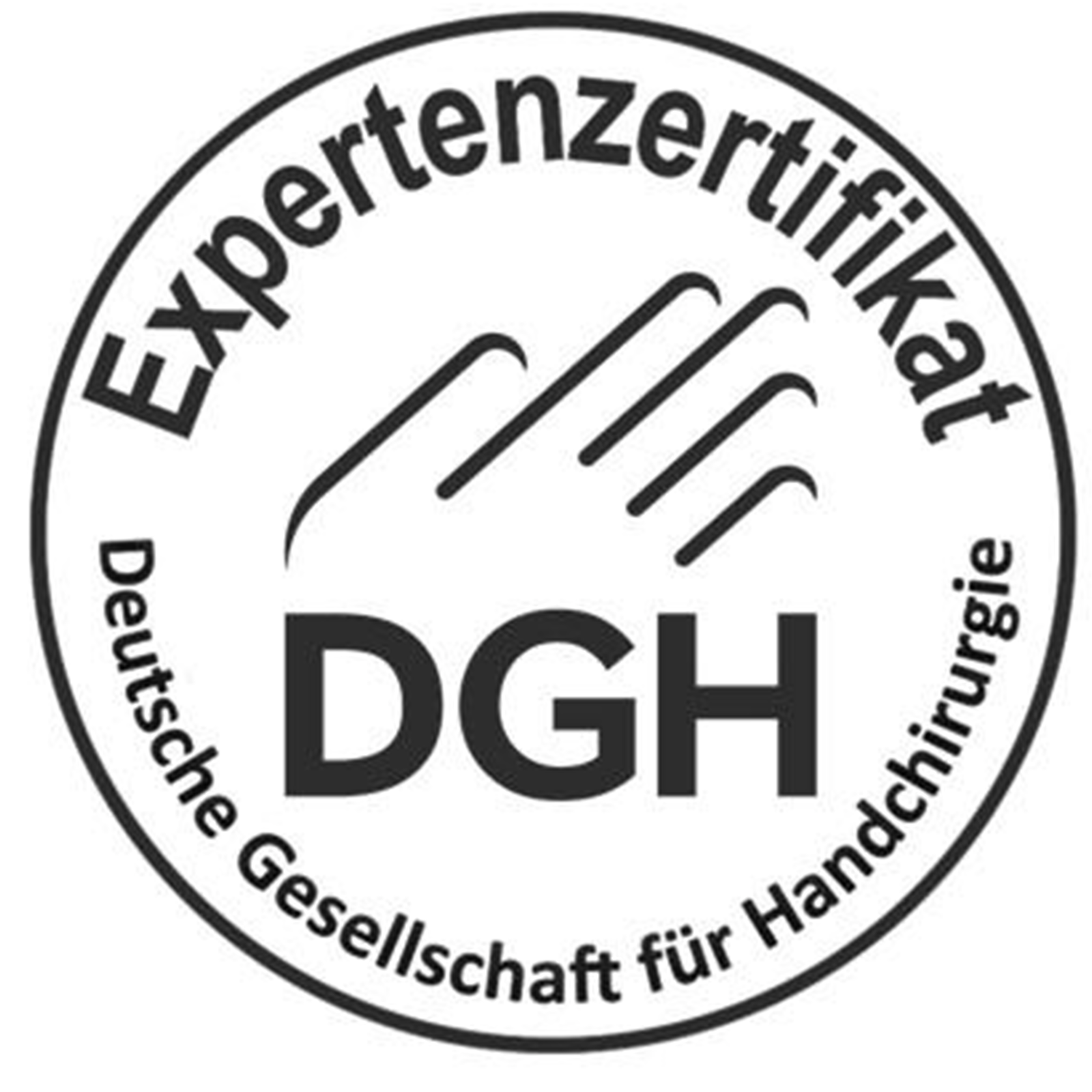 A black and white logo for deutsche gesellschaft fur handchirurgie
