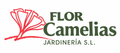 Logotipo con flor de camelia roja y texto verde &ldquo;FLOR Camelias JARDINER&Iacute;A SL&rdquo;