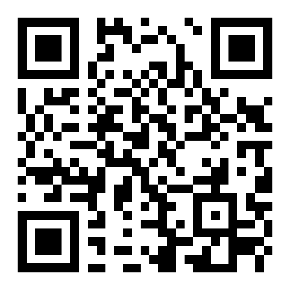 Ein schwarz-weißer QR-Code auf weißem Hintergrund.