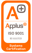 Un logotipo para la certificación de sistemas ISO 9001 de Applus+