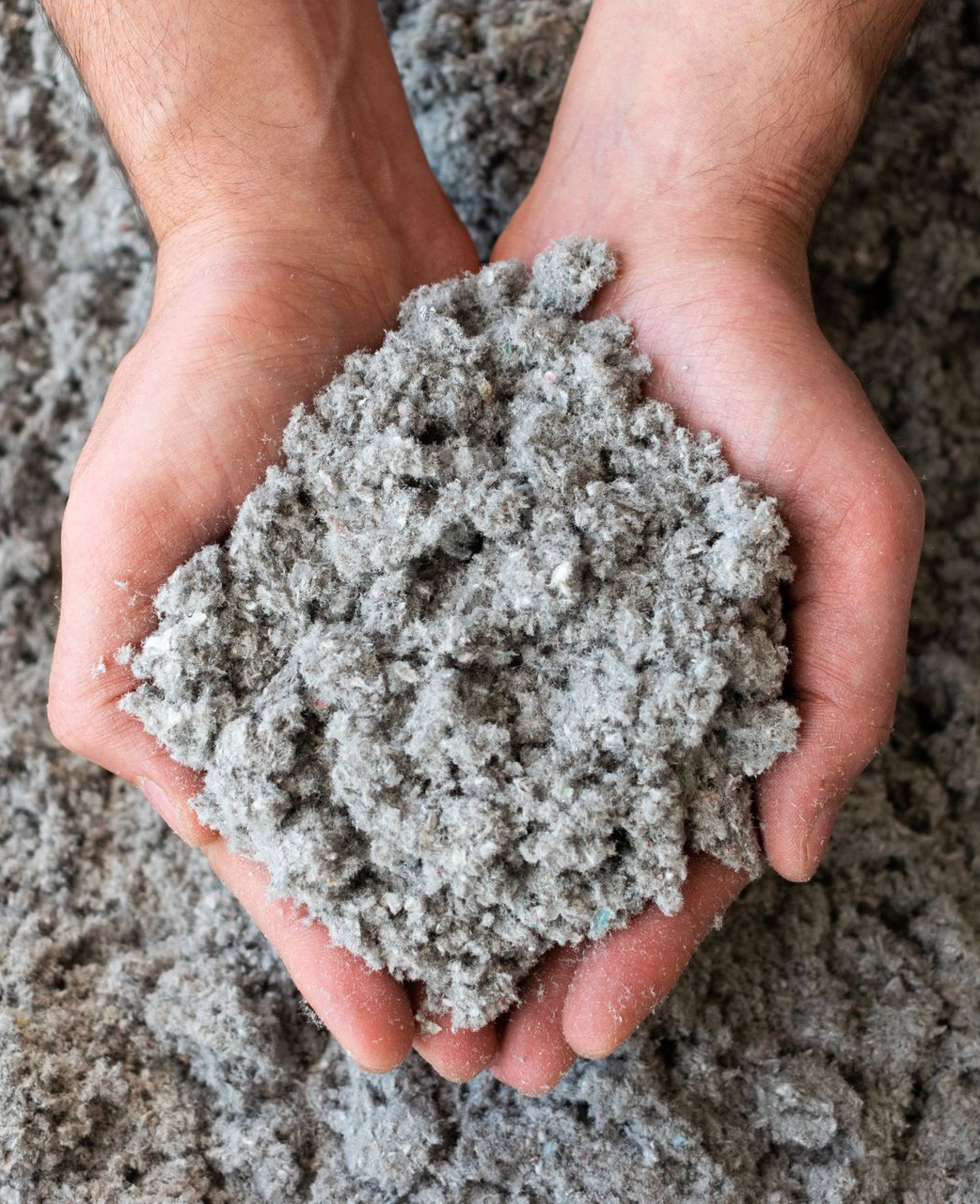 Des mains qui tiennent de la ouate de cellulose.