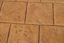 Un primer plano de un piso de ladrillo con huellas de patas.