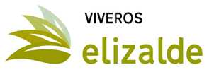 Logotipo para Viveros elizalde: hojas verdes con la palabra “VIVEROS” encima de “elizalde” en verde.