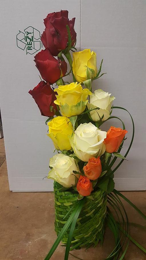 Bouquet tricolore de roses