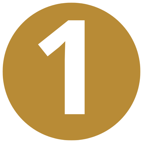 Número 1 blanco con un punto dentro de un círculo rojo.