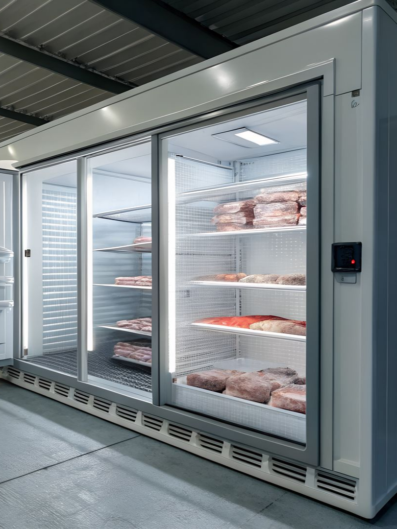 Grande chambre froide dans un entrepôt.