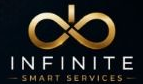 Logotipo dorado con el s&iacute;mbolo del infinito sobre las palabras &ldquo;INFINITE SMARTY HOUSES&rdquo; sobre un fondo oscuro.