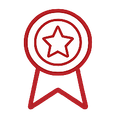 Cinta de medalla de color marrón con una estrella en el centro.