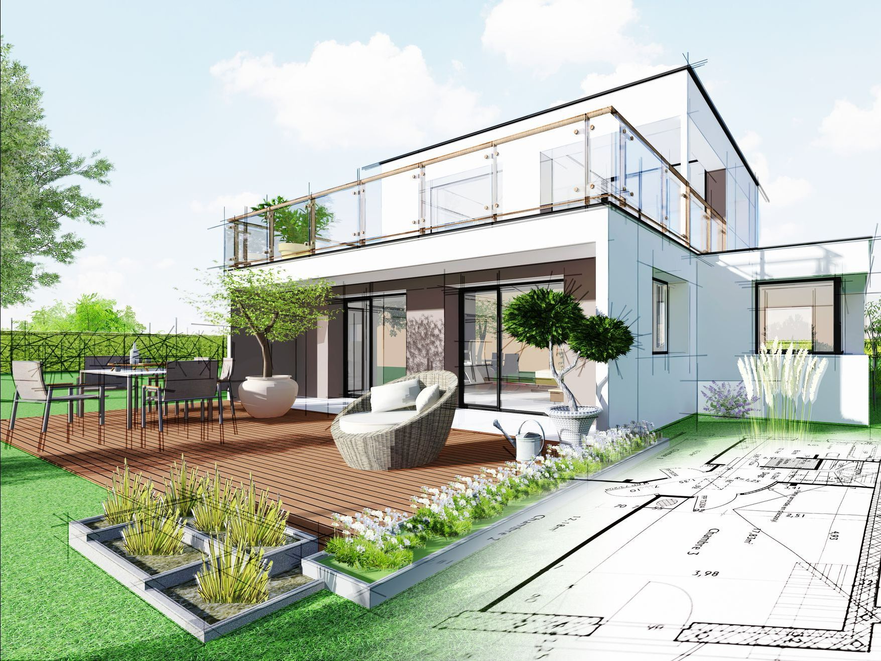 Plan 3D d'une terrasse