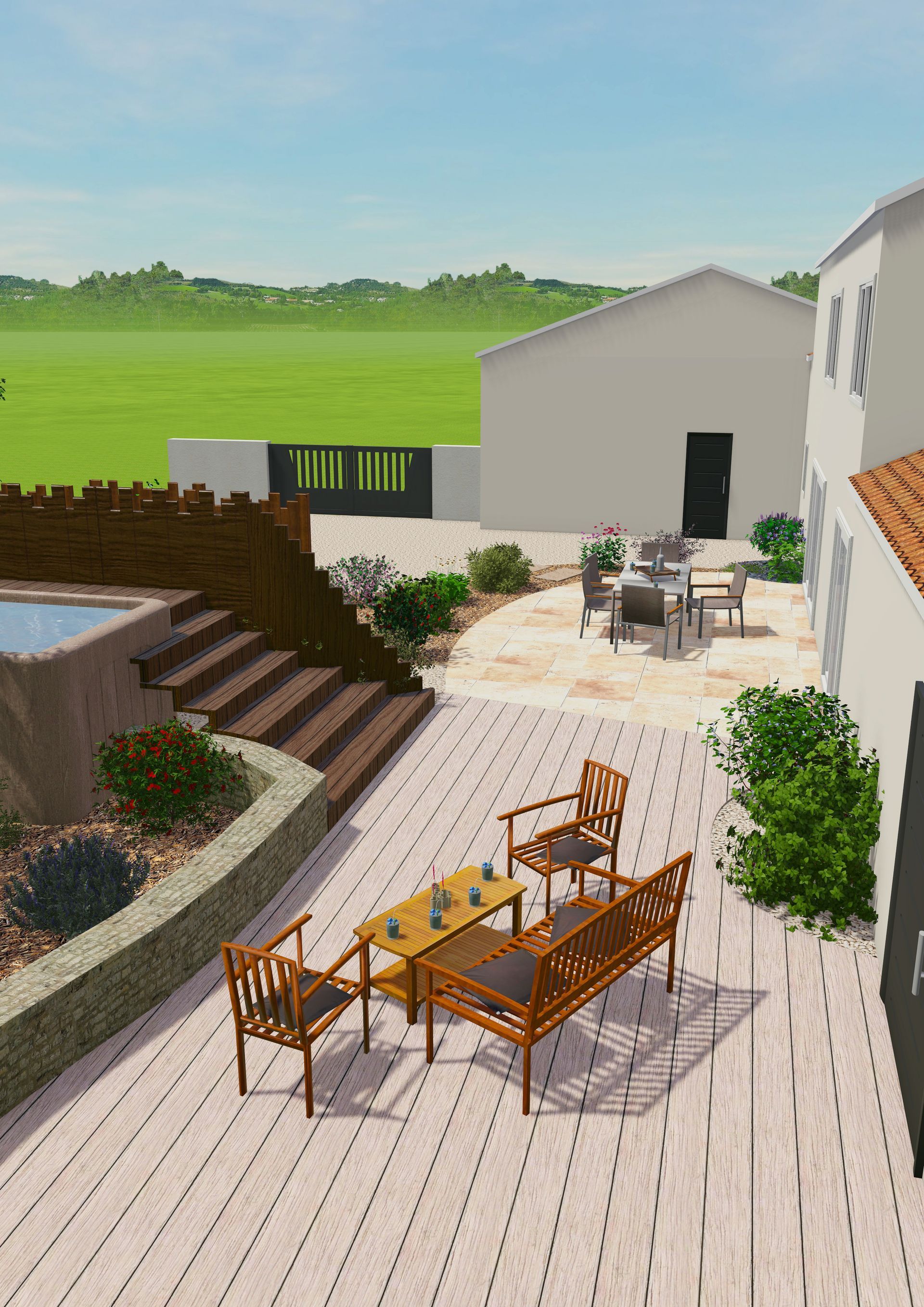 Visualisation 3D d'une cour