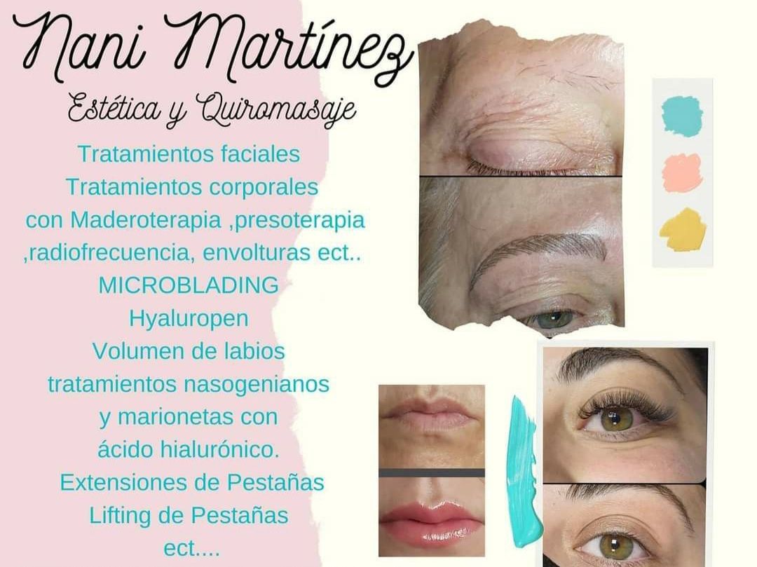 Un collage de fotografías del rostro de una mujer con el nombre Nani Martínez en él.