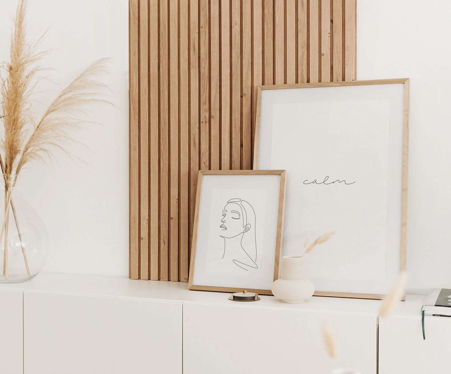 Un salon blanc avec une plante.