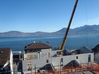 Mise en place d'éléments préfabriqués - Bâtiment