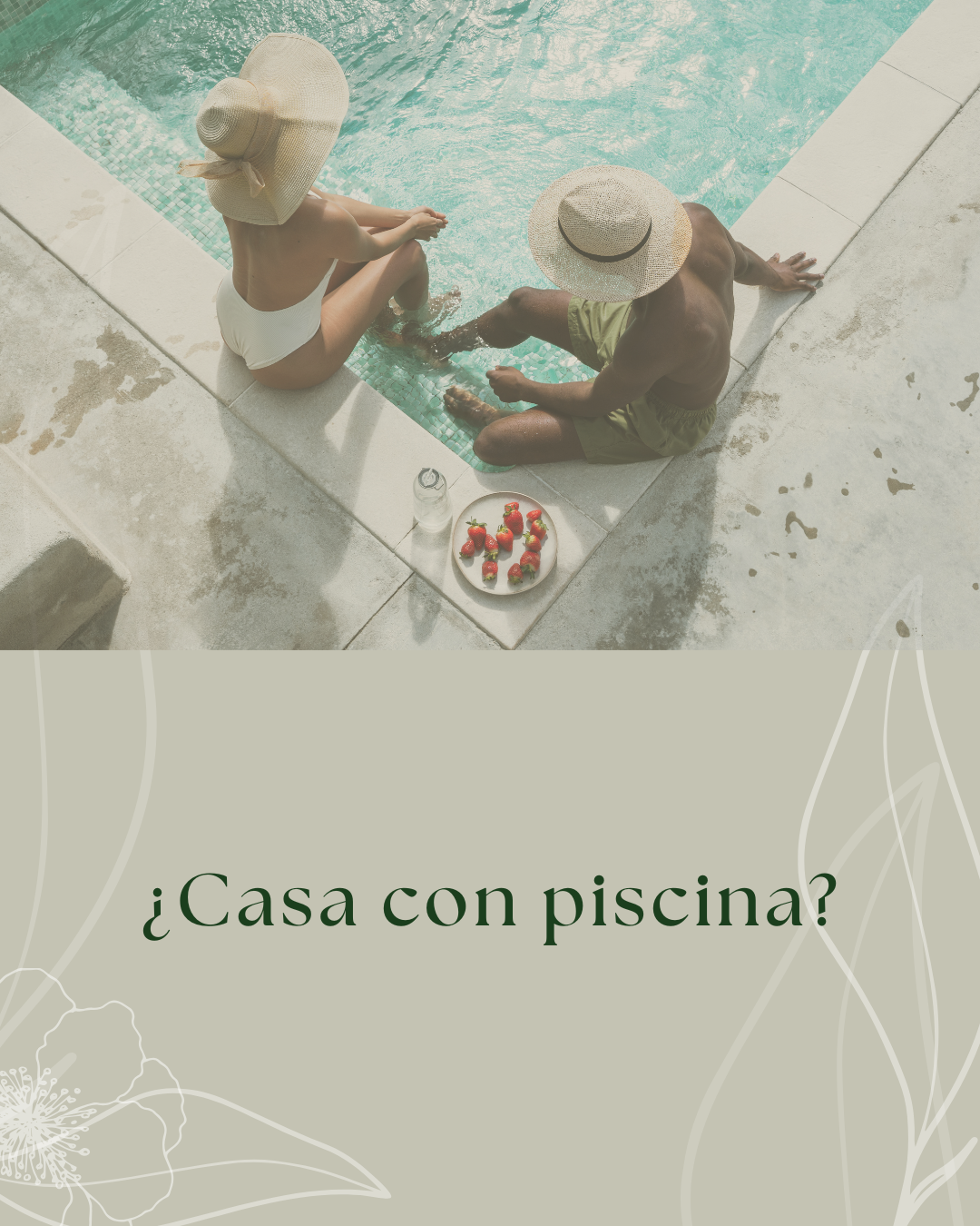 dos personas disfrutando de una piscina en verano