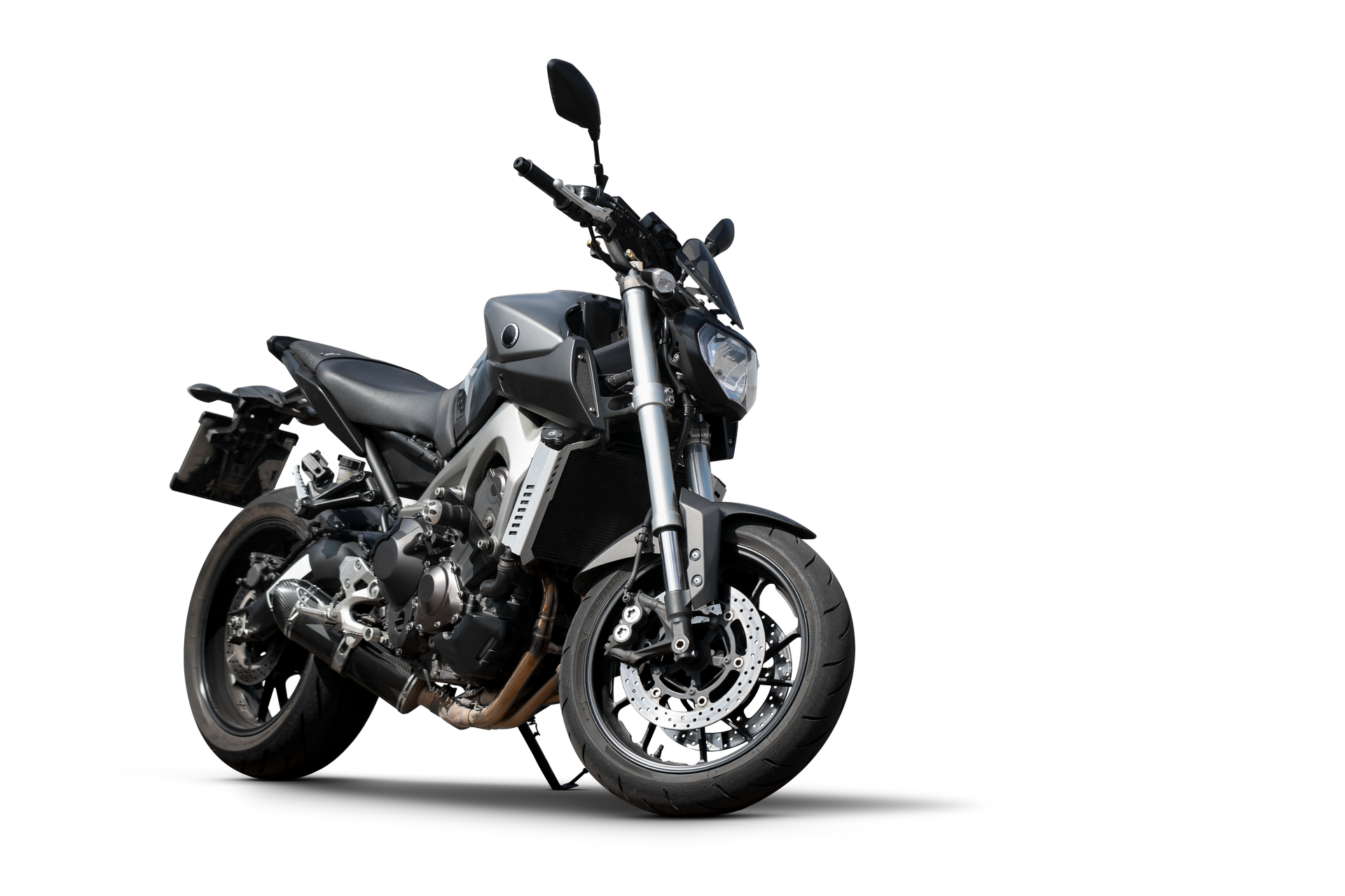 Moto sport noire sur fond blanc